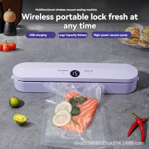 White Portable Wireless Vacuum Sealer - 1500mAh Battery, -62Kpa Strong Suction, ABS Material for Long-Lasting Food Freshness