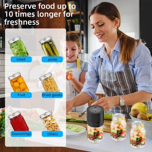 Electric jar sealer - compatible with two sizes, rechargeable, keep fresh longer, compact and portable, easy to carry, keep fresh anytime, anywhere,