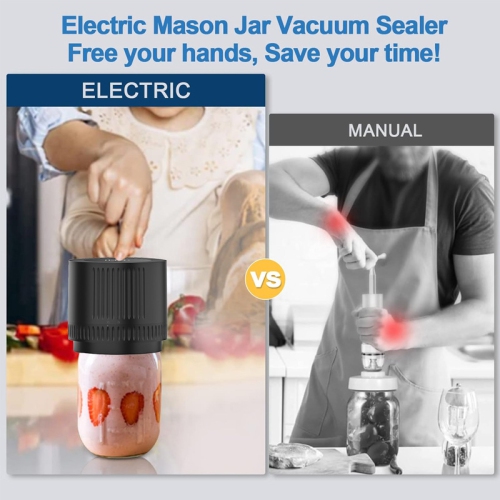 Electric jar sealer - compatible with two sizes, rechargeable, keep fresh longer, compact and portable, easy to carry, keep fresh anytime, anywhere,