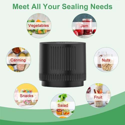 Electric jar sealer - compatible with two sizes, rechargeable, keep fresh longer, compact and portable, easy to carry, keep fresh anytime, anywhere,
