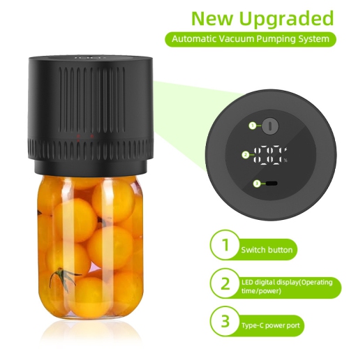Electric jar sealer - compatible with two sizes, rechargeable, keep fresh longer, compact and portable, easy to carry, keep fresh anytime, anywhere,