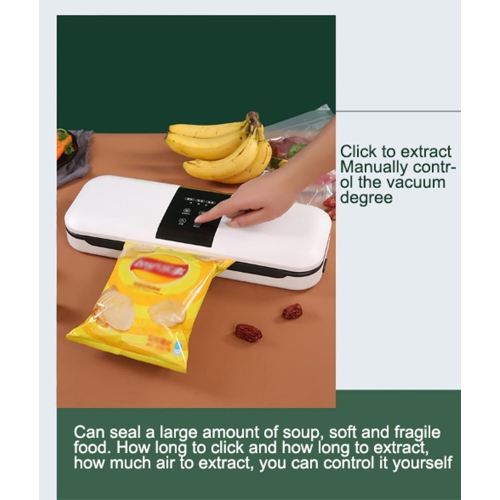 Vacuum sealer - 10-second lock, multi-mode button control, compact and easy to rinse, wet and dry, one-button operation, simple and portable, white,