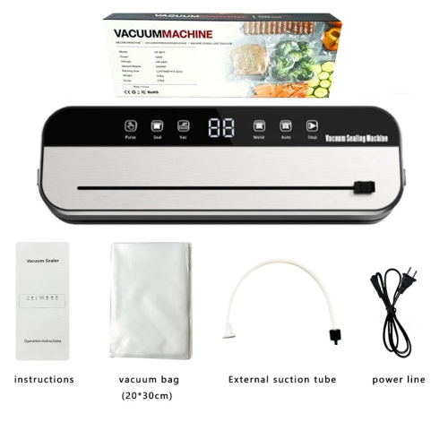 UV Sterilization Vacuum Sealer - 75 kPa strong suction, 6 cm sealing, stainless steel panel,one-touch operation, suitable for wet and dry food and