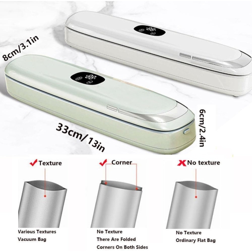 Moonlight White Pro Kitchen Vacuum Sealer - Keeps Food Fresher 6 Times Longer, Multiple Bags of 11" Sealed, Compact and Lightweight, Comes with 10