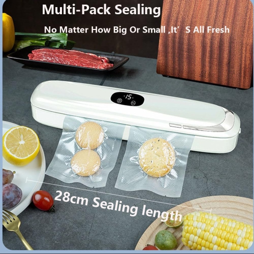 Moonlight White Pro Kitchen Vacuum Sealer - Keeps Food Fresher 6 Times Longer, Multiple Bags of 11" Sealed, Compact and Lightweight, Comes with 10