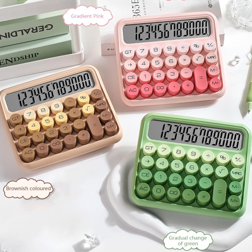 Calculatrice mécanique rose, très grand écran LCD à 12 chiffres et gros boutons, calculatrice standard de base pour ordinateur de bureau pour