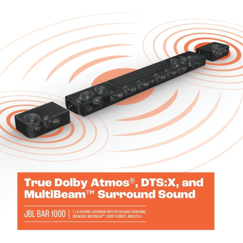 JBL Bar 1000 7.1.4-Channel Soundbar with Detachable Surround Speakers, MultiBeam™, Dolby Atmos®, and DTS:X® by JBL - Refurbished condition - Image 6