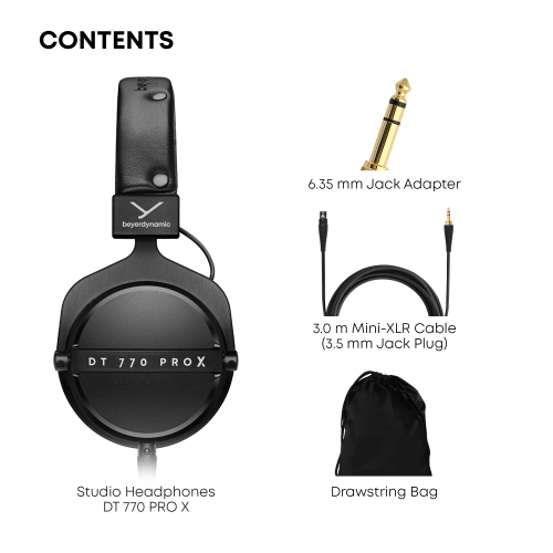 Beyerdynamic DT 770 Pro X Over-Ear Studio Wired Headphones for Recording and Monitoring with Detachable Cable Handmade in Germany (48 Ohms, Black)