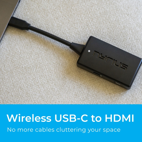 Nyrius Wireless USB-C to HDMI Video Transmitter & Receiver, Plug & Play, Stream 1080p up to 150ft to a TV or Projector