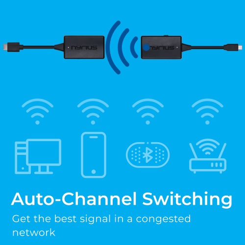 Nyrius Wireless USB-C to HDMI Video Transmitter & Receiver, Plug & Play, Stream 1080p up to 150ft to a TV or Projector