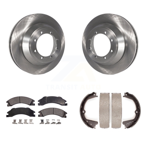 TRANSIT AUTO  Rear Disc Rotors Ceramic Pads & Parking Shoes Kit for Ford E-450 Super Duty Diesel Engine K8T-105562