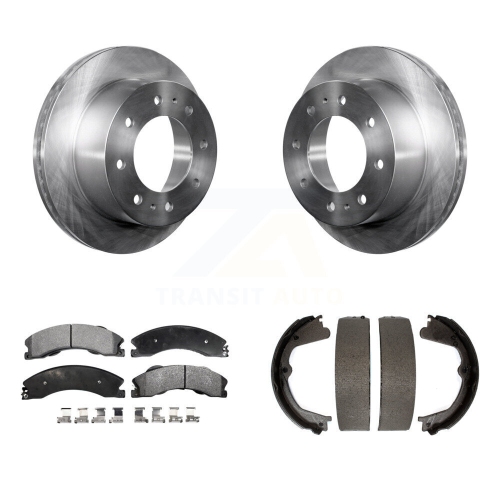 TRANSIT AUTO  Rear Disc Rotors Ceramic Pads Parking Shoes Kit for Chevrolet Silverado 2500 HD Gmc 3500 K8T-105394