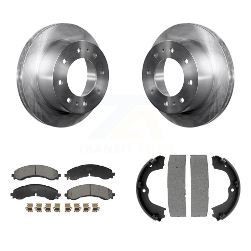 TRANSIT AUTO  Rear Disc Rotors Ceramic Pads And Parking Shoes Kit for Gmc Chevrolet Sierra 2500 HD 3500 K8T-105372