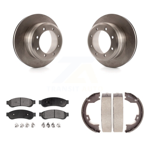 TRANSIT AUTO  Rear Disc Rotors Ceramic Pads And Parking Shoes Kit for Ford F-350 Super Duty F-250 F-450 K8T-105396