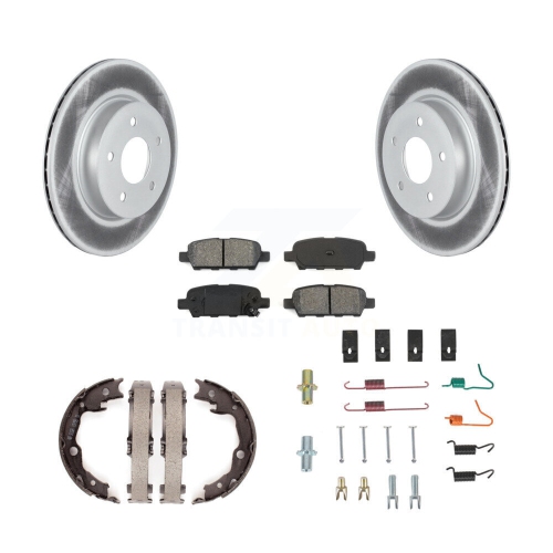 Rear Disc Coated Rotors Semi-Metallic Pads Parking Shoes And Hardware Kit For Nissan LEAF KGS-103565
