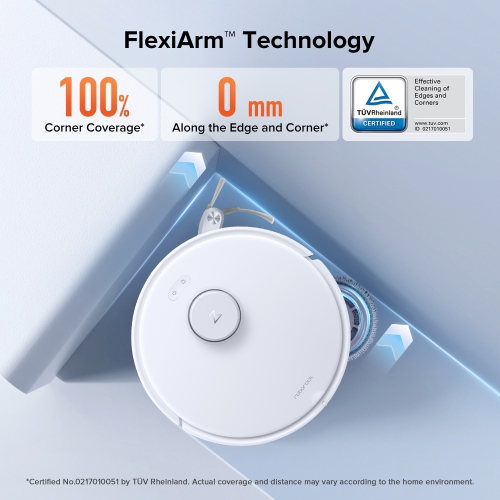 Roborock Qrevo Curv 5XC Robot Vacuum and Mop with Dual Anti-Tangle System, FlexiArm Technology, 75°C Hot Water Mop Washing and Intelligent Dirt