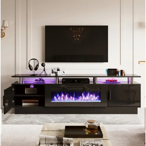 70" Electric Fireplace TV Stand with Storage - 36" LED Fireplace Entertainment Center & Media Console for 70-80" TVs | Fireplace Cabinet, TV Unit for