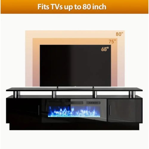 70" Electric Fireplace TV Stand with Storage - 36" LED Fireplace Entertainment Center & Media Console for 70-80" TVs | Fireplace Cabinet, TV Unit for