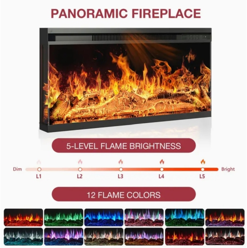 LUXURIOUS 70 Inch 2-Sided Glass Fireplace TV Stand for TVs up to 80", Media Entertainment Center Console Table with Glass Door Closed Storage, Set of