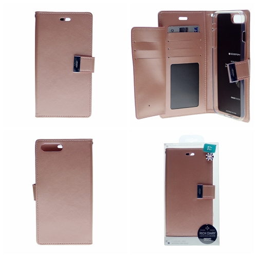 TopSave Goospery Rich Diary [ID/Card & Cash Slots] Premium PU Leather Wallet Case [Magnetic Closure] Folio Wallet Flip For iPhone 16e(6.1"), Rose Gold