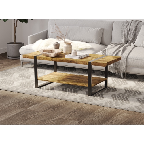 S& CO  Coffee Table \w Storage. Living Room Decor. Living Room Furniture. Couch Table for Apartment Decor. Home Furniture. Reclaimed Wood Look Sofa