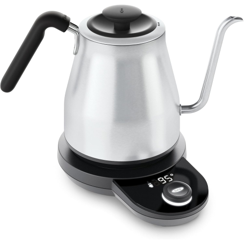 OXO Brew Adjustable Temperature Electric Pour-Over Kettle - 1L Capacity, Stainless Steel, Precise Temperature Control, Built-In Timer, Gooseneck