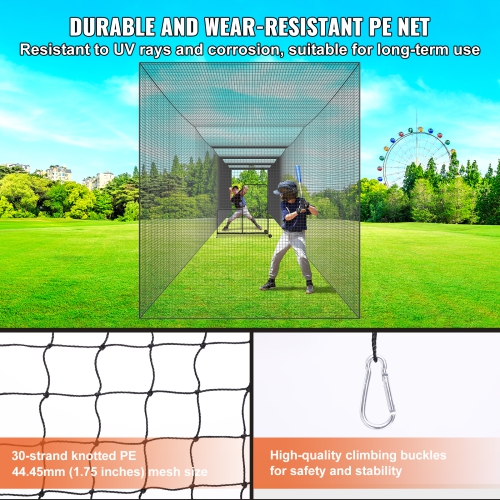 VEVOR 70FT Professional Softball Baseball Batting Hitting Training Net, Practice Portable Pitching Cage Net with Door & Carry Bag, Heavy Duty