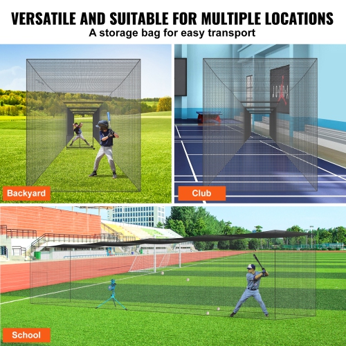 VEVOR 70FT Professional Softball Baseball Batting Hitting Training Net, Practice Portable Pitching Cage Net with Door & Carry Bag, Heavy Duty