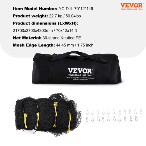 VEVOR 70FT Professional Softball Baseball Batting Hitting Training Net, Practice Portable Pitching Cage Net with Door & Carry Bag, Heavy Duty