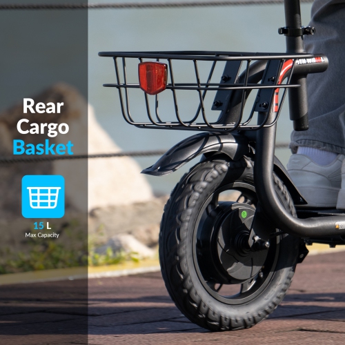 5TH WHEEL Electric Scooter for Adults with Seat and Basket, 450W Motor, 12" Pneumatic Tires, 20 Mile Range, 15.5 MPH, LED Light, Foldable Commuter
