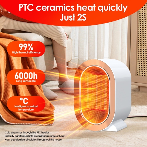 Chaufferette portative écoénergétique 1200 W Instant Heater, réchaud compact à 2 vitesses pour la maison