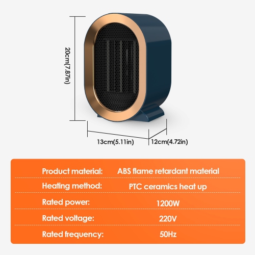 Intelligent Space Heater Electric Fireplace, 1200W Portable Low Decibel Noise Warmer, Fast And Quiet Heating For Indoor Use(Blue)