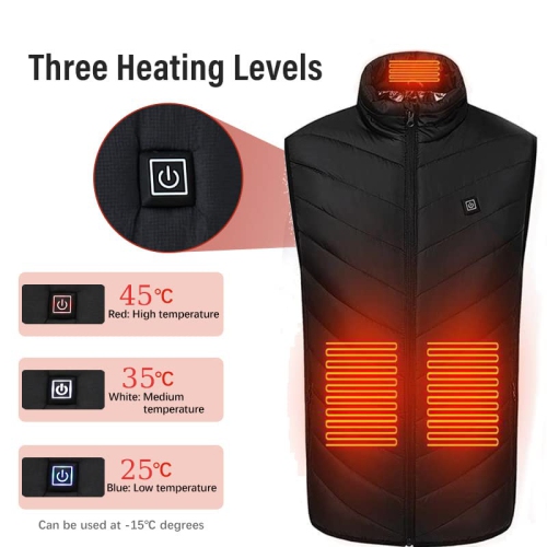 Unisex Heated Vest with 9 Heating Zones,USB Electric Heated Jacket for Men Women Heated Clothing with 3 Heating Levels（L Size）
