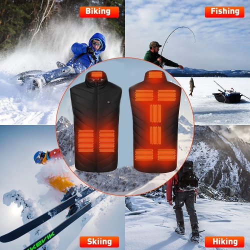 Unisex Heated Vest with 9 Heating Zones,USB Electric Heated Jacket for Men Women Heated Clothing with 3 Heating Levels（L Size）