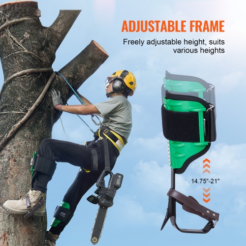 VEVOR 1 Pair Tree Climbing Spikes, Alloy Steel Climbing Spurs, 350lbs Load Capacity Tree Climbing Gear with Straps and Spike Protectors, Arborist