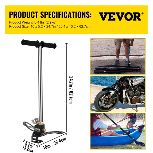 VEVOR 4500PSI Airgun PCP Pump High Pressure Hand Pump 3 Stage Pump Chamber PCP Air Pump