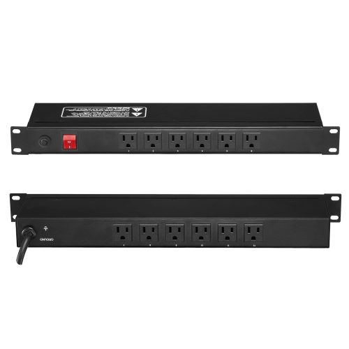 Image 1 de 9.. VEVOR 1U PDU, 12 Outlets,Rack Mount Power Strip Fits Standard 19" Server Racks,with Integrated Switch Surge Protection & Overload