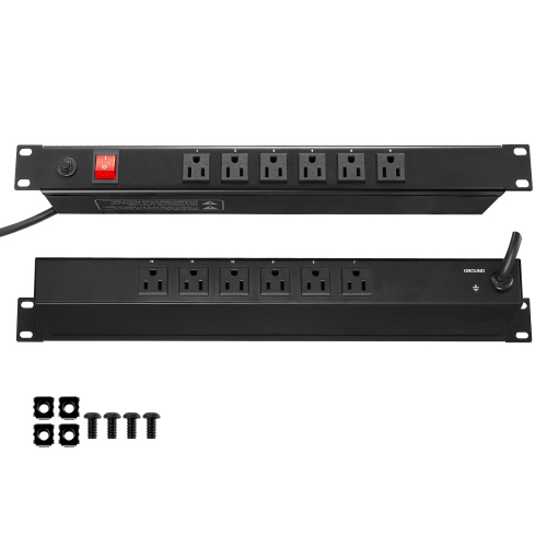 VEVOR 1U PDU, 12 Outlets,Rack Mount Power Strip Fits Standard 19" Server Racks,with Integrated Switch Surge Protection & Overload