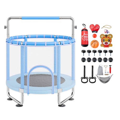 VEVOR 55" Kids Trampoline, 4.6FT Indoor Outdoor Trampoline, Mini Toddler Recreational Trampolinewith Safety Enclosure Net and Basketball Hoop, Toys