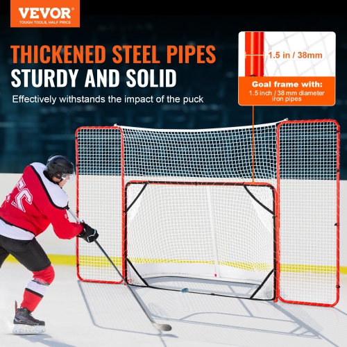 VEVOR 72" Hockey Goal with Backstop and Targets, Street Steel Hockey Net, Pro Hockey Training Goal Set, Portable Indoor Outdoor Hockey Goal with Net,