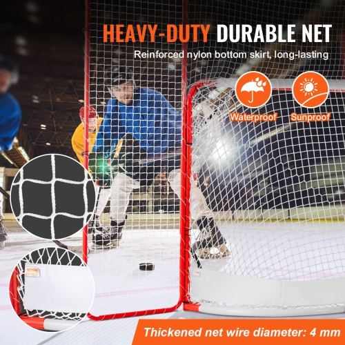 VEVOR 72" Hockey Goal with Backstop and Targets, Street Steel Hockey Net, Pro Hockey Training Goal Set, Portable Indoor Outdoor Hockey Goal with Net,