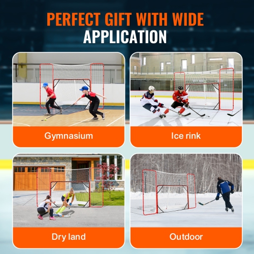 VEVOR 72" Hockey Goal with Backstop and Targets, Street Steel Hockey Net, Pro Hockey Training Goal Set, Portable Indoor Outdoor Hockey Goal with Net,