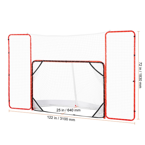 VEVOR 72" Hockey Goal with Backstop and Targets, Street Steel Hockey Net, Pro Hockey Training Goal Set, Portable Indoor Outdoor Hockey Goal with Net,