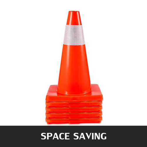VEVOR 20Pack 18" Traffic Cones, Safety Road Parking Cones PVC Base, Orange Traffic Cone with Reflective Collars, Hazard Construction Cones for Home