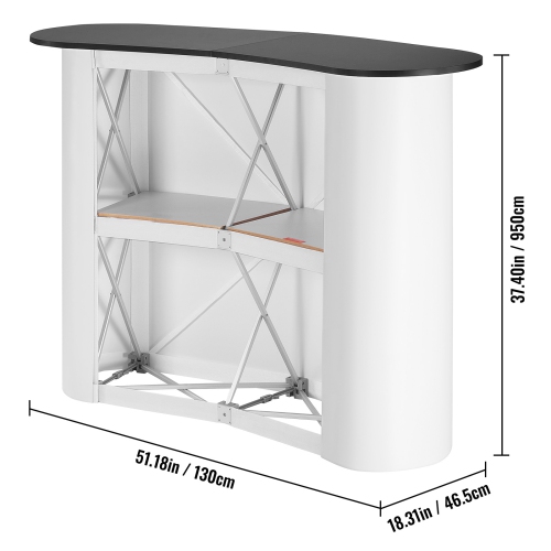 VEVOR 51.18" x 18.31" x 37.4" Tradeshow Podium Table,Display Exhibition Counter Stand Booth Fair with Wall,Promotion Retail Bar Table Pop Up Podium