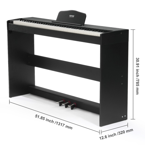 VEVOR 88 Key Weighted Digital Piano,Fully Weighted Keys,Electric Piano Dual Keyboard & Speakers Simple Cabinet Bracket with Headphone 200 Tones &