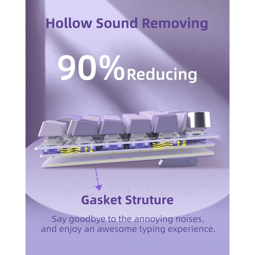 SKY81 75% Wireless Gasket Mechanical Gaming Keyboard, Hot Swappable RGB Custom Creamy Keyboard w/ 5-Layer Padding, BT/2.4G/USB-C, Knob Control