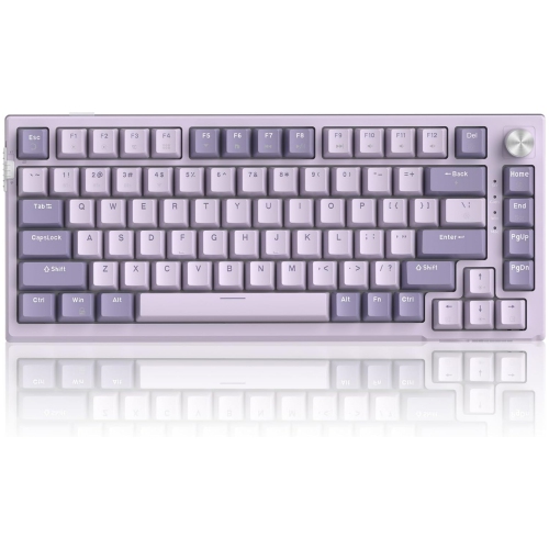 SKY81 75% Wireless Gasket Mechanical Gaming Keyboard, Hot Swappable RGB Custom Creamy Keyboard w/ 5-Layer Padding, BT/2.4G/USB-C, Knob Control