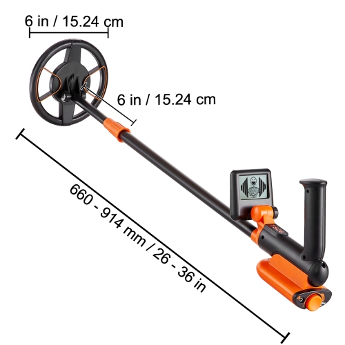 VEVOR 6 Inch Metal Detector for Kids, 25''-37'' Adjustable Gold Detector, IP68 Waterproof Search Coil with LCD Display DSP Chip, for Junior & Youth