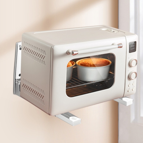 Silver Microwave Wall Mount, Stainless Steel Microwave Rack, Invisible Oven Stand, Foldable Kitchen Rack